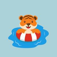 Cute Tiger Swimming Summer Cartoon vector