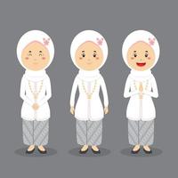 Indonesian Wedding Character with Various Expression vector