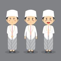 Indonesian Wedding Character with Various Expression vector