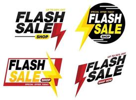 diseño de etiqueta de promoción de banner de venta flash vector