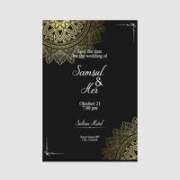 Fondo adornado de mandala dorado de lujo para invitación de boda, portada de libro con estilo de elemento mandala vector premium