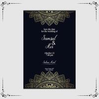 Fondo adornado de mandala dorado de lujo para invitación de boda, portada de libro con estilo de elemento mandala vector premium
