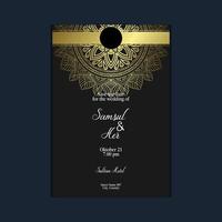 Fondo adornado de mandala dorado de lujo para invitación de boda, portada de libro con estilo de elemento mandala vector premium