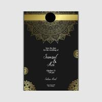 Luxury gold mandala ornate background for wedding invitation, book cover with mandala element style premium vector