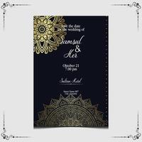 Fondo adornado de mandala dorado de lujo para invitación de boda, portada de libro con estilo de elemento mandala vector premium