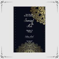 Fondo adornado de mandala dorado de lujo para invitación de boda, portada de libro con estilo de elemento mandala vector premium