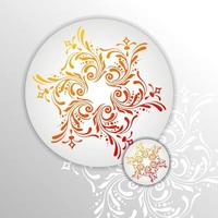 Round golden mandala on white isolated background. Vector boho mandala in gold and white background. Mandala with floral patterns. Yoga template