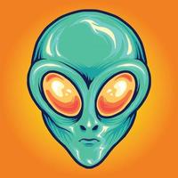 mascota de dibujos animados de cabeza alienígena vector