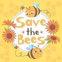 guardar el concepto de campaña de abejas vector