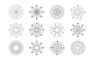 icono de línea de fuegos artificiales vector