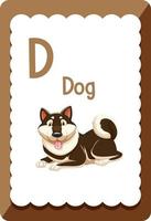 flashcard del alfabeto con la letra d para perro vector