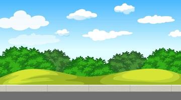 Blank nature park landscape at daytime scene with many clouds in the sky vector