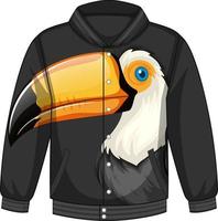 Front of bomber jacket with toucan pattern vector