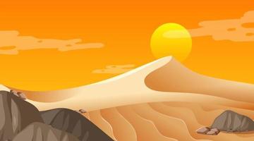 Empty desert forest landscape at sunset time scene vector