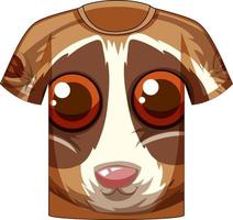 Front of t-shirt with face of slow loris pattern vector