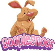 Booplesnoot font design with a cute rabbit cartoon character vector