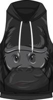 Front of hoodie sleeveless with gorilla face pattern vector