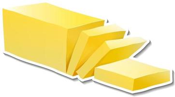 Sliced butter sticker on white background vector