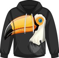 Front of hoodie sweater with toucan pattern vector