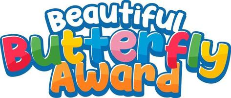 Font sticker design with Beautiful Butterfly Award word vector