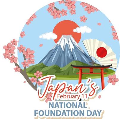 Japan National Foundation Day banner with Mount Fuji