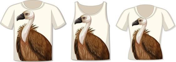 Front of t-shirt with vulture template vector