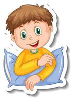 Sticker template with a boy cartoon character isolated vector