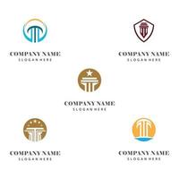 Ancient Pillar Columns Greek Rome Athens Historical Building logo design vector