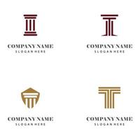 Ancient Pillar Columns Greek Rome Athens Historical Building logo design vector