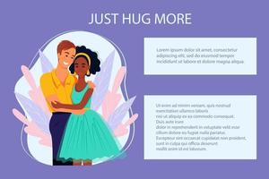 Multiracial couple in love, banner in support of multiracial couples, vector illustration in flat style. Multiethnic family