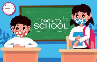 Back to School Concept with Safety Protocol vector