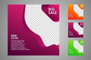 New set of editable minimal banner templates. Suitable for social media posts and web or internet ads. Vector illustration with photo college.