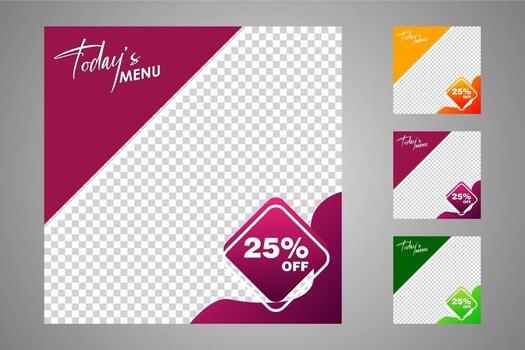 New set of editable minimal banner templates. Suitable for social media posts and web or internet ads. Vector illustration with photo college.