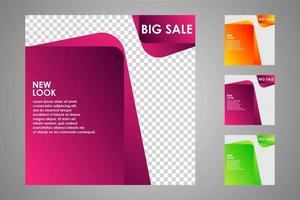 New set of editable minimal banner templates. Suitable for social media posts and web or internet ads. Vector illustration with photo college.