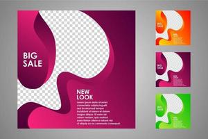 New set of editable minimal banner templates. Suitable for social media posts and web or internet ads. Vector illustration with photo college.