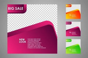 New set of editable minimal banner templates. Suitable for social media posts and web or internet ads. Vector illustration with photo college.