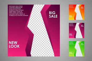 New set of editable minimal banner templates. Suitable for social media posts and web or internet ads. Vector illustration with photo college.