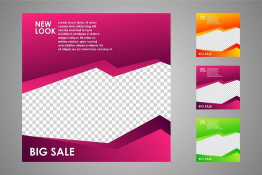 New set of editable minimal banner templates. Suitable for social media posts and web or internet ads. Vector illustration with photo college.