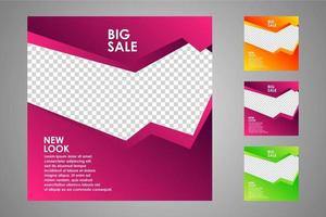 New set of editable minimal banner templates. Suitable for social media posts and web or internet ads. Vector illustration with photo college.