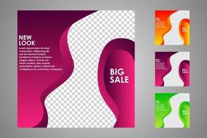 New set of editable minimal banner templates. Suitable for social media posts and web or internet ads. Vector illustration with photo college.