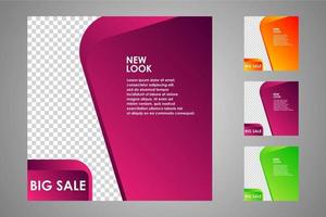 New set of editable minimal banner templates. Suitable for social media posts and web or internet ads. Vector illustration with photo college.