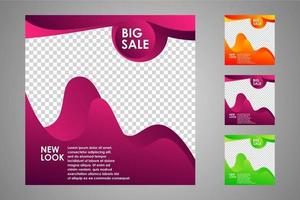 New set of editable minimal banner templates. Suitable for social media posts and web or internet ads. Vector illustration with photo college.