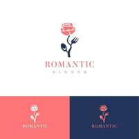 concepto de vector de diseño de icono de logotipo de cena romántica