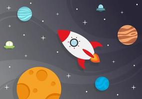 Cute Astronaut In Space Background Illustration vector