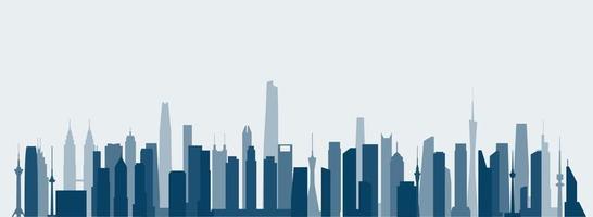 Abstract futuristic city sky with modern buildings vector wallpaper background.