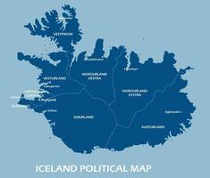 mapa político de islandia dividido por estado estilo de simplicidad de contorno colorido. vector