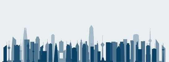 Abstract futuristic city sky with modern buildings vector wallpaper background.