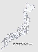 mapa político de japón dividido por estado estilo de simplicidad de contorno colorido. vector
