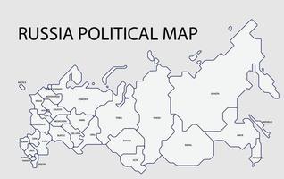 Rusia mapa político dividido por estado estilo colorido esquema simplicidad. vector