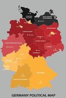 Mapa político de Alemania dividido por estilo de simplicidad de esquema colorido de estado. vector